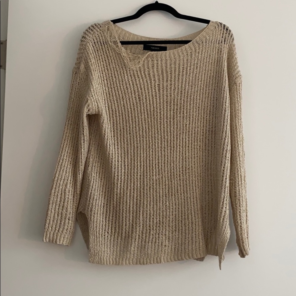 Distressed f21 tan sweater